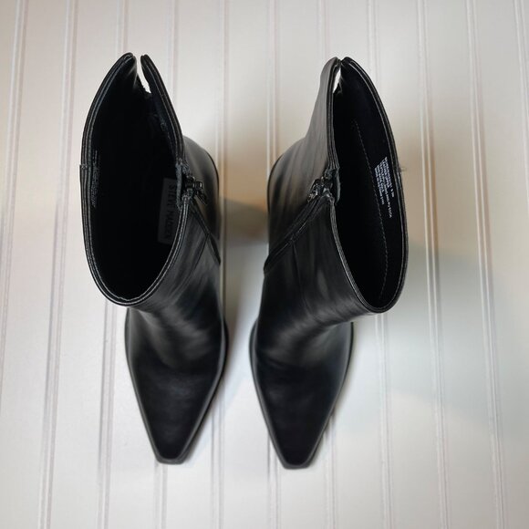 Steve Madden Silvee Womens Ankle 9.5M Black Leather Snip Toe Block Heel Side Zip - Picture 7 of 16